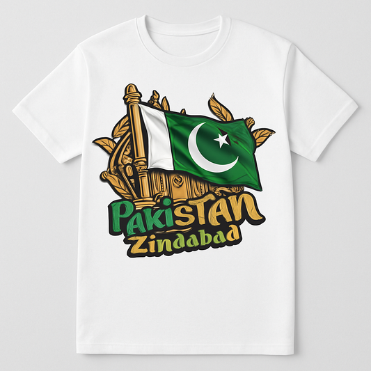 Pakistan Zindabad – Patriotic T-Shirt Design with Flag & Monument Art